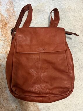 American Leather Co Genuine Leather Rust Brown Backpack